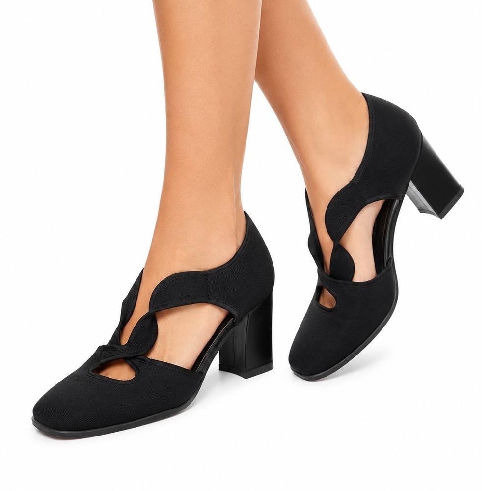 Stuart Weitzman Vintage Y2K Black Stretch Fabric Mary Jane Heels Women's Size 12